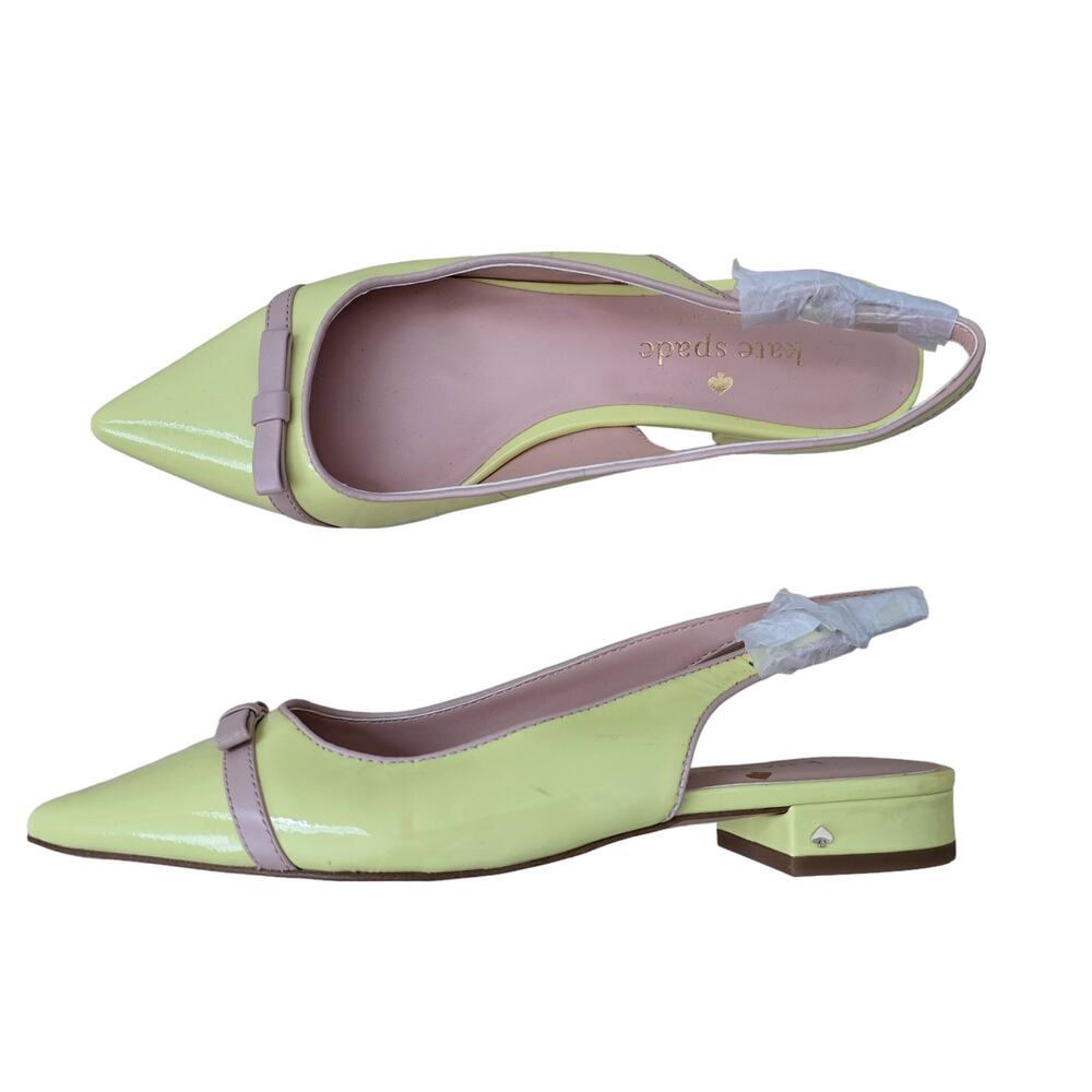 Kate Spade Womens Antibes Flats 6 B Yellow Tan Patent Leather Slingback Shoes